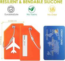 8 Pack Silicone Luggage Tag, Stainless Loop Name ID Card For Suitcases, Airplane TSA Approved Privacy Protection Travel Tags, Quick Spot Baggage Bag Identifier, Cruises Essentials Multicolor - trắng - Xem 2