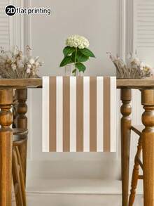 1pc Bohemian Style Minimalist Striped Pattern Table Runner, Textured Rectangular Tablecloth Suitable For Dining Table, Coffee Table, Home Decor, Durable Kitchen And Dining Room Decoration, Table Decor - Camel - View 2