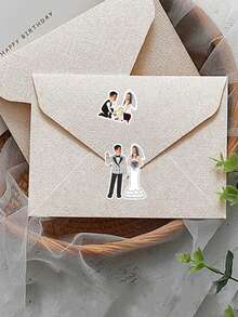 10/20/40/60张定制婚礼新郎新娘情侣贴纸 - 婚礼当天个性化纸质贴纸，适用于婚礼订婚礼物包装、婚礼派对装饰、节日礼品封条、感谢袋标签、自粘贴纸、新娘送礼会回礼 - 彩色 - 查看 4