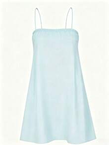 Solid Color Elegant Casual Backless Summer Camisole Dress Party - Baby Blue - View 3