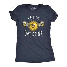 Womens Lets Day Drink T Shirt Funny Drunken Sunny Booze Drinking Tee For Ladies Funny Womens T Shirts Cute Vintage Fashion Casual Ladies T-Shirt Gift,,Summer Outfits For Women: Retro Western Style Pairs Well With Jeans And Is Perfect For Festivals, Games, And Events - 海軍藍 - 查看 1
