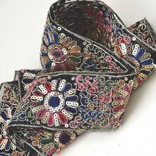 1 Piece Sunflower Embroidered Lace, Colorful Hollow Woven Trim, Hanfu Cheongsam Cuff Decorative Accessory - Blue - View 2