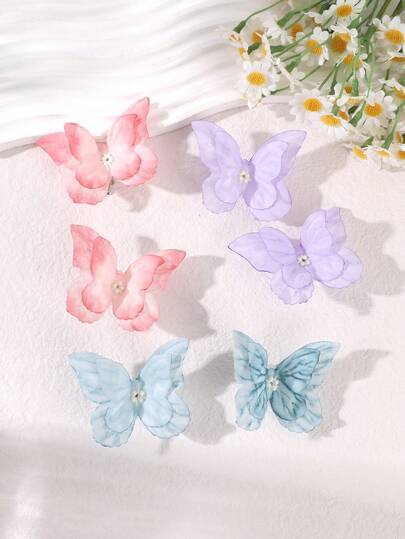 2Pcs Sweet Butterfly Hair Clip, Watercolor Ombre Gradient Design, Daily/Vacation/Photo Hair Clip, Women's Gentle Style Hair Accessory