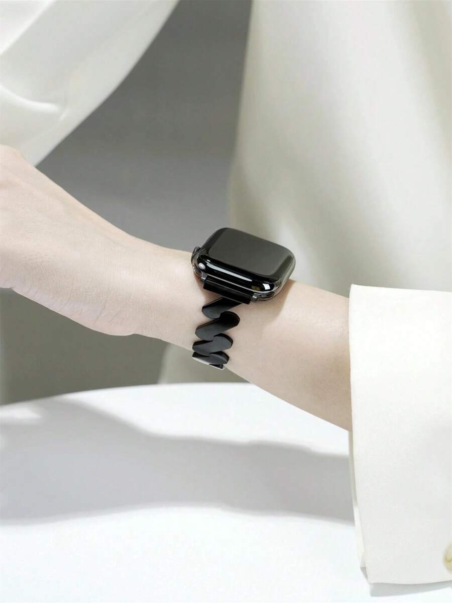 1pc Stainless Steel Mesh Band Compatible With Apple Watch - Black - View 1