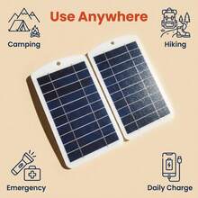新款 2件/組 2W 便攜式太陽能充電板，5V USB 輸出，戶外太陽能行動電源，適用於手機、行動電源、智慧手錶、藍牙耳機，露營與徒步旅行必備 - 查看 3