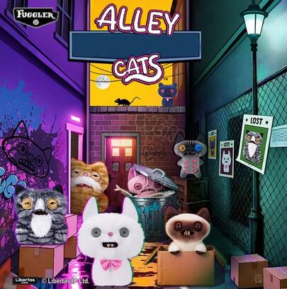 Spin Master CARE BEARS Bộ sưu tập chính hãng Fuggler "Toothy Monster": Mặt dây chuyền "Alley Night Cat" & "Love Bear" - Thú nhồi bông, độc đáo, móc khóa hình búp bê, mở hộp bất ngờ dành cho người sưu tầm!