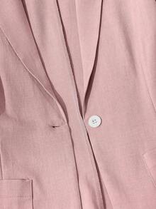 Conjunto de dos piezas para mujer, rosa palo, blazer y shorts con cinturón.Tejido texturizado transpirable y cómodo, ideal para primavera-verano, trabajo y looks elegantes casuales. - Blanco - Ver 9