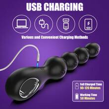Vibrating Anal Beads Butt Plug Rechargeable Flexible Butt Plug Prostate Massager With 10 Vibration Modes  Silicone Anal Beads With Pull Ring Design Sex Toys For Men Women Couple - one-size - View 5