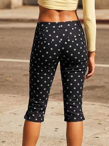 Pantalones de punto Polka para mujeres, pantalones de punto delgado de cintura baja, pantalones de punto blanco y negro casuales y pantalones de costura de rodilla, adecuados para el Fitness diario y el ejercicio. - Multicolor - Ver 5