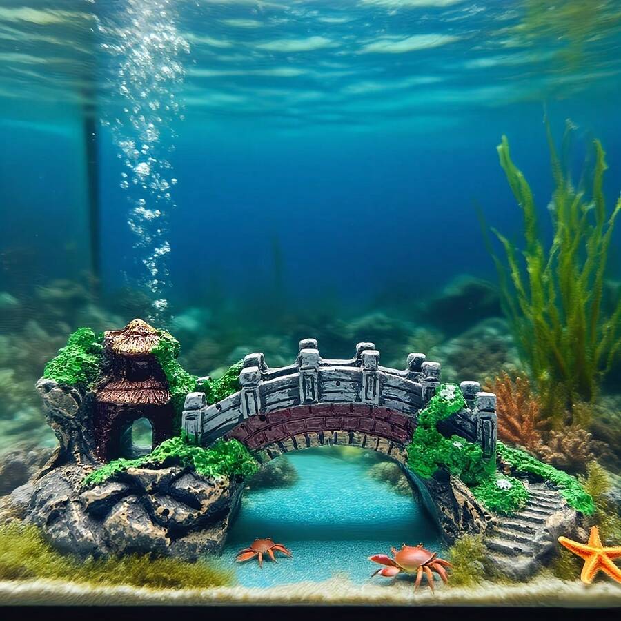 3pcs/Set Medieval Stone Arch Bridge Aquarium Decor - Durable Resin Material Suitable For Freshwater/Saltwater Fish Tanks, Elegant Gift Box Packaging, Ideal For Aquarium Hobbyists - A - View 1