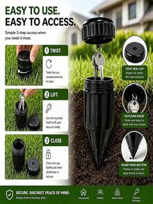 5pcs Realistic Faucet Key Hidden Box, 3pcs/2pcs/1pc Outdoor Garden Yard Lawn Waterproof Key Storage Box, Easy To Insert Underground, Waterproof And Corrosion Resistant - Multicolor - View 9