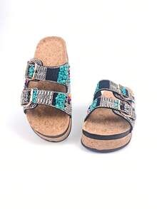 roulvxiang Giày sandal đế xuồng đính kim sa hình thoi kiểu dáng thường ngày dành cho nữ, thích hợp mang ở nhà, đi nghỉ mát và hoạt động ngoài trời. - màu đen - Xem 6