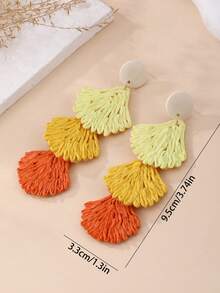 1 Đôi bông tai hình lá bạch quả dệt từ chất liệu Dopamine, kiểu dáng nghỉ dưỡng 3 lớp phối màu tương phản, thiết kế độc đáo, đa năng, phù hợp cho kỳ nghỉ biển, tiệc bãi biển, lễ hội âm nhạc, dã ngoại mùa hè, picnic, phối cùng trang phục Dopamine, phong cách Boho, tụ họp bạn bè, và vẻ ngoài giản dị khi đi nghỉ mát. - trái cam - Xem 3