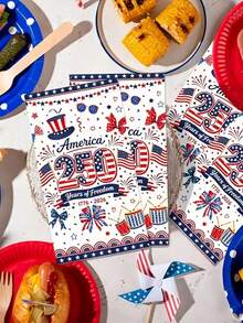 80pcs/40pcs/20pcs Independence Day 250th Anniversary Patriotic Party Napkins - Holiday Party Decoration Napkins, Suitable For July 4th, Independence Day, Memorial Day, And The 250th Anniversary Of The United States Birthday Party Decorations - One Size Fits All - View 4