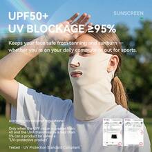 ROCKBROS 1pc Summer Ice Silk Cooling Face Mask, Breathable Sweat-Absorbent Sun Protection Neck Gaiter, Outdoor Cycling Full Face & Neck Coverage For Summer - Apricot - View 4