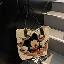 Túi đeo chéo vải canvas hình chuột Mickey của Disney, túi đeo vai cỡ lớn in hình hoạt hình dành cho học sinh. - Xem 2