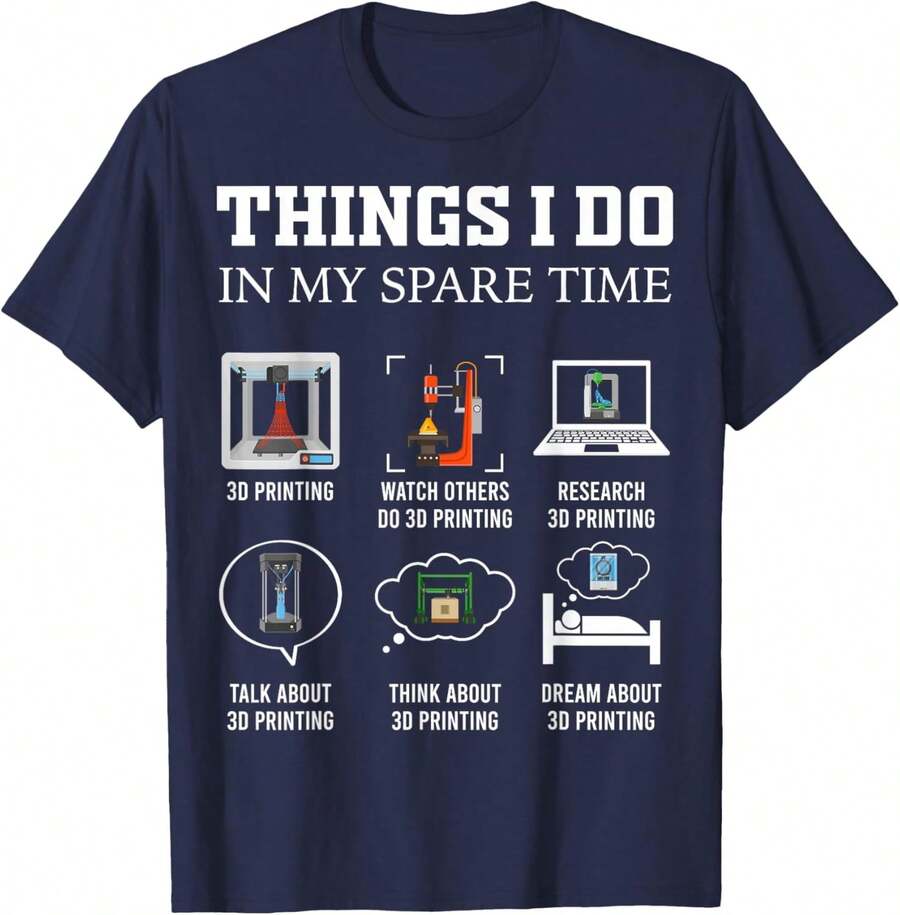 Things I Do In My Free Time: 3D Printing - Funny 3D Printer T-Shirt - 白色 - 查看 1