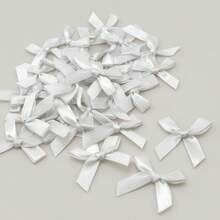 50pcs/Pack 4cm Satin Ribbon Bows, Multi-Color Options, Suitable For Gift Wrapping, Hairclip & Headpiece DIY, Ideal For Back To School And Valentine's Day - White - View 10