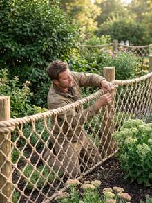 Retro Jute Rope Net, Available In Various Specifications - Suitable For Outdoor Decoration, Outdoor Nets, Rope Nets, Cat Balcony Nets, Stair Railings Nets, And Indoor And Outdoor Decorative Rope Nets. - Hemp Rope Mesh - View 5