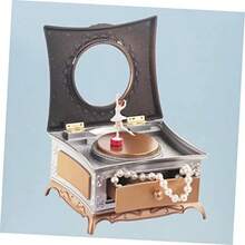 GALPADA Caja Musical Cajita Musical Joyero Estuche De Almacenamiento Tocador Clásico con Espejo - Dorado - Ver 4