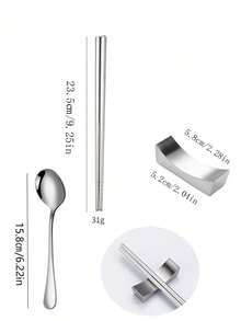 3/1pc Stainless Steel Chopsticks Holder, Knife Holder And Chopstick Rack Set, Includes Stainless Steel Spoon, Fork And Chopsticks Rack, Suitable For Home, Kitchen, Dining Room - Silver - View 5