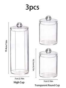 1个/3个装梳妆台化妆品收纳盒，棉签架浴室容器，圆形棉签/牙签分配器，用于整理和存放 - 彩色 - 查看 16
