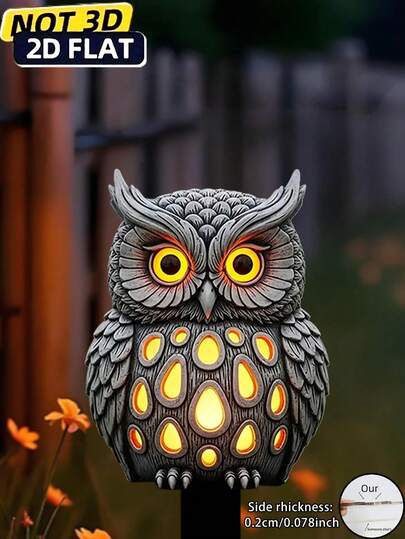 2D Flat, 1pc Owl Shaped 2D Acrylic Garden Stake With Glowing Orange Eyes - Weather-Resistant Outdoor Decor, Easy To Insert Into Lawn, Garden And Gift Ideas, Unique Outdoor Art Gift, Suitable For Outdoor Lawn And Garden, Both Garden Decor And Outdoor Yard Stake, Gift For Friends, Durable Acrylic Stake, Garden Decor, Floral Supplies, Outdoor Decoration, Fence Gardening Ornament, Flower Stand, Garden Wooden Stake Decor