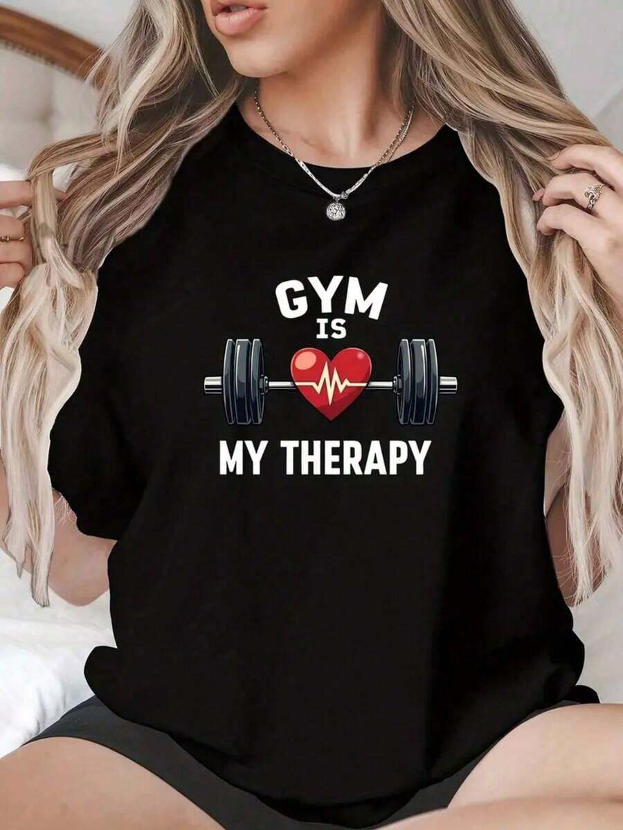 1 Pieza Moda Informal Para Hombres Y Mujeres1 Pieza Camiseta de Mujer con Estampado, Estilo Realista de Acondicionamiento físico Camiseta Negra GIMNASIO CON ACTITUD CHICA, 1 Computadora Camiseta de Cuello Redondo para Mujeres,% Algodón Puro, Fresca y Cómoda para la Vida Informal Deporte, Gimnasio, Viaje, Regalo, Vacaciones de Verano, Día de la Independencia de México: Versátil, fácil de combinar, para uso diario, estilo urbano, conjuntos para vacaciones, conjuntos para fines de semana. - Negro 2 - Ver 1