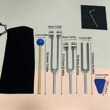 3 Stücke Samtbeutel Stimmgabel Set - 128Hz, 256Hz, 512Hz, 528Hz Audio Stimmgabeln, Anschlagen erzeugt resonante Klangfrequenzen, wunderschön beruhigende Töne für Yoga und Lässig - Verschiedenfarbig - Übersicht 10