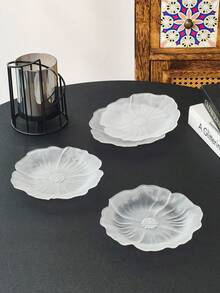 1个/2个/4个6英寸磨砂白莲花玻璃水果盘,中式客厅茶几高端茶点干果盘、甜点盘、茶盘、糖果盘、蛋糕盘、开胃菜盘,也可作骨碟使用,派对用品,酒店餐具,优雅礼品 - 查看 4