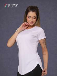 Kit 2 Women's Butt Covering Top Dry Fit Gym Fitness Plain - 黑與白 - 查看 7
