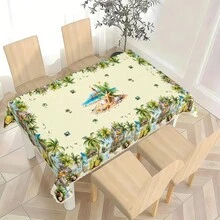 1pc Polyester Rectangular + Round Tablecloth, Fresh Seaside Lighthouse Print, Soft Texture, Washable Durable Easy Care, Suitable For Indoor And Outdoor, Can Be Used For Dining Table, Living Room Coffee Table, Balcony Leisure Area, Outdoor Picnic Camping, Both Decorative And Practical, Multiple Sizes Available - Multicolor - View 10
