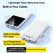 10000mAh，20W快充，便携式大容量电源，户外移动应急电源设备，配备苹果/Type-C/USB数据线充电，智能数字显示屏和手电筒，稳定锂电池组。是馈赠亲友的理想之选。适合冬季假期户外旅行/露营，也是送给家人、朋友的应急备用移动电源礼物，生日礼物，户外露营礼物，生日移动电源，便携式充电器，电量显示 - 黑色 - 查看 9