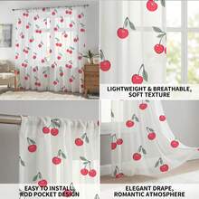 NOSBEI 2 piezas/1 pieza Cortinas pequeñas de cereza roja, tela opaca, cortinas de frutas lindas para la habitación de los niños y la habitación de invitados, 132 cm de ancho x 213 cm de largo - Multicolor - Ver 10