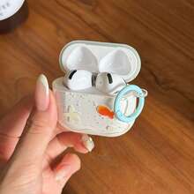 Fashion Creative Transparent Goldfish Star + Circle Earphone Case Compatible With Apple For AirPodsPro3 Case/For AirPodsPro2 Case/For AirPods4 Case/For AirPods3 Case/For AirPods2 Case/Fashion Women's Earphone Case/Apple Earphone Case/Apple Earphone Cover/Men's Earphone Case/Spring Summer Earphone Case/Birthday Gift/Holiday Gift - Light Blue - View 2