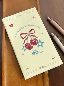 1pc Monkiki Cherry Blossom Planner Notebook, Multifunction Full-Color Inner Pages Diary, Spring Limited Edition Cherry Blossom Notebook, Cherry Blossom Bow Decor Notebook, Student Subject Record Book - Multicolor - View 5