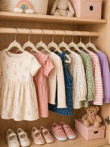 Kit 40 Cabides Infantil Bebê Veludo Não Escorrega Rister Baby - Bege - Visão 9
