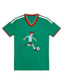 Z8CW Camiseta de Estilo Deportivo Casual para la Temporada de Fútbol 2026, Jersey con Gráficos de Jugador de Fútbol, Cuello en V, para Primavera y Verano, para Hombres y Amigos BJCW - Negro - Ver 2