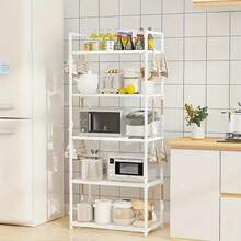 5-Tier Metal Frame & Plastic Shelf Storage Rack - Black Or White 2-Color Multifunctional Organizer For Kitchen Garage Bookshelf | Indoor Outdoor Standing Shelf Unit - Space Saving Home Storage - View 7