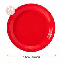 Bộ 24 đĩa giấy và khăn ăn dùng một lần màu đỏ, thích hợp cho sinh nhật, tiệc cưới, dã ngoại gia đình - Đỏ - Xem 6