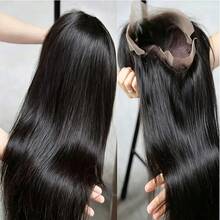 42 Inch Straight HD Transparent Lace Front Wigs Human Hair 13x4 For Women Glueless Brazilian Virgin Frontal Hairline 250% Density Pre Plucked With Baby Hair - Natural Black - Xem 1