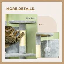 Large XXL 200cm Scratching Post With Caves And Hammocks, Sturdy For Large Cats, In Light Grey. - Light Grey - View 5