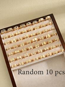 Bộ 10 chiếc nhẫn đeo ngón chân kiểu Bohemian hình trái tim rỗng, ngôi sao, bướm, quà tặng cho nữ, thích hợp cho đi biển, kỳ nghỉ, tiệc tùng và đeo hàng ngày. - vàng vàng - Xem 6