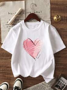 3pcs/Set Kaos Wanita Lengan Pendek Kasual Kerah Bulat - Motif Cetak, Kain Lembut & Nyaman, Dapat Dicuci dengan Mesin, Atasan Musim Panas - MultiWarna - View 4