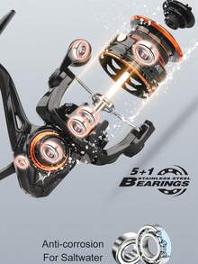 HASIDA 1PC Butterfly Professional Micro BFS Long Casting 5.4:1 High Ratio 5kg Drag Power 4+1 BB Metal Body Spinning Fishing Reel - màu đen - Xem 5