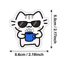 50 piezas de pegatinas con dibujos de gatos de dibujos animados, para decorar cuadernos y teléfonos - Pegatinas de gatitos albahaca de dibujos animados - Ver 3