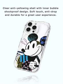 1pc New High Air Cushion Anti-Drop Protective Case, Official Disney Mickey Mouse Minimalist Cartoon Design, Unique Pattern, Thick Protection, Compatible With Apple IPhone 17 Pro Max/Air, 16, 11/12/13/14 Plus, XR, 15 Pro Max - Clear - View 3