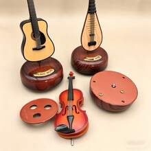 Violin Rotating Music Box, Pipa Figurine Creative Home Decor, Small Gift Craft Guitar Desktop Decoration - Miniature Wind-up Music Box - View 2