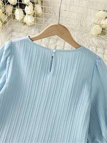 Women's Blue Blouses Short Sleeve Striped Cute Beautiful Vintage Fashion Casual Elegant Shirts Tops For Women Going Out Business Office - Sky Blue - View 4