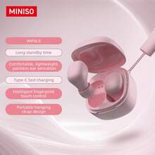 Miniso TWS 无线蓝牙耳机，ENC 主动降噪，内置 MEMS 麦克风，降噪麦克风，提供清晰的免提通话，适用于嘈杂环境，配有硅胶挂绳 - 查看 6
